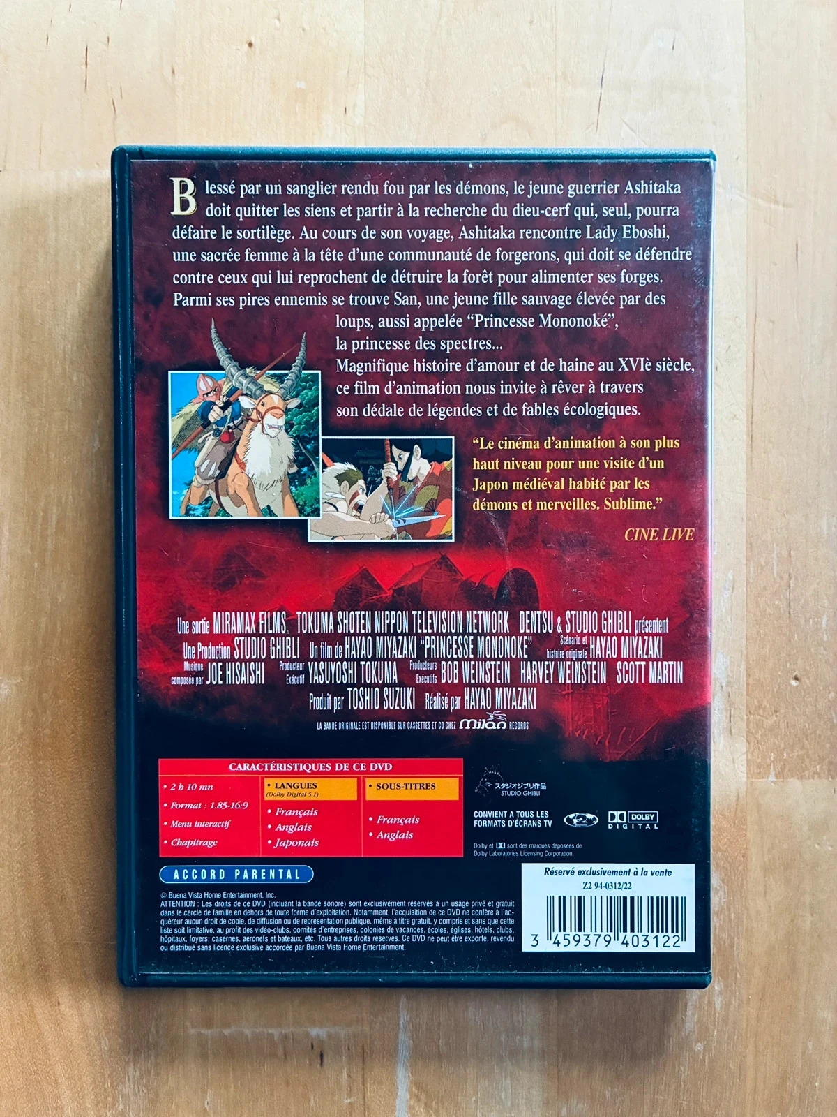 DVD Princesa Mononoke de Hayao Miyazaki Studios Ghibli. – photo 3